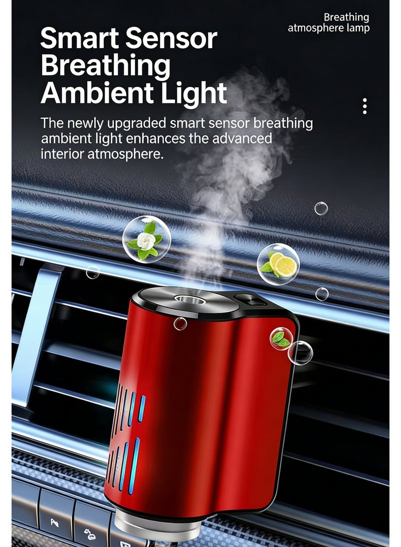 AI intelligent car aromatherapy diffuser, featuring a breathing ambient light, smart sensing function, three-level spray control, and an aluminum alloy body for long-lasting fragrance. (Red) - Image 4